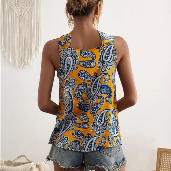 Boho Floral Paisley Print Tank Top Blouse - Picture 9 of 12